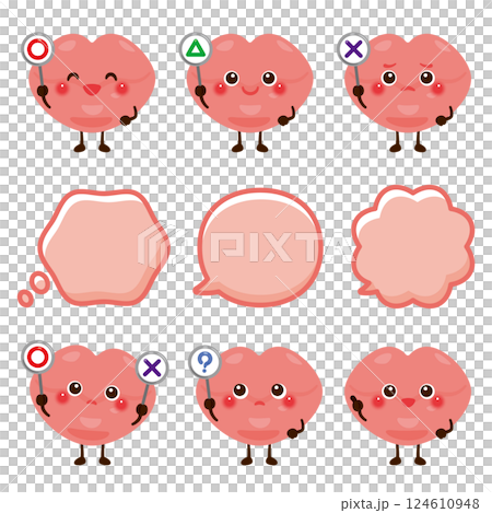 ○×△の札を持った唇のキャラクター 124610948