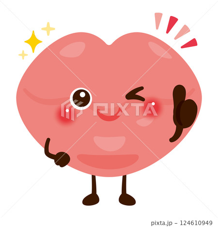 グッドサインを出す唇のキャラクターイラスト 124610949