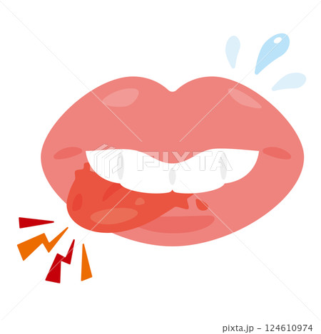 誤って舌を噛むイラスト 124610974