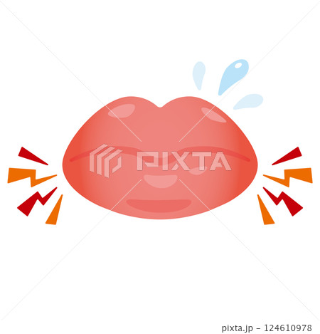 口角炎になった唇のイラスト 口角炎になった唇のイラスト 124610978