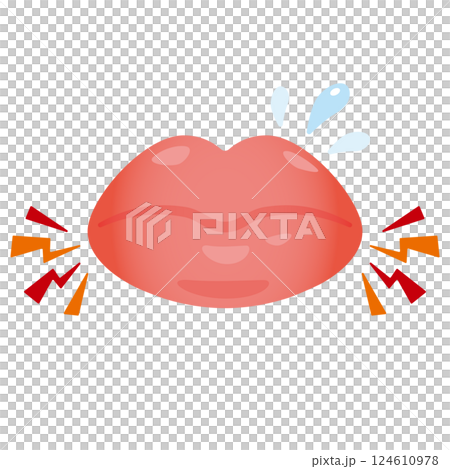口角炎になった唇のイラスト 口角炎になった唇のイラスト 124610978