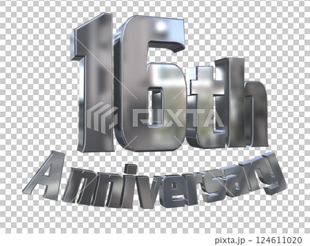 3DCG 字母“16 週年/16 週年紀念標誌閃光”銀色,銀色 3DCG 字母“16 週年/16 週年紀念標誌閃光”銀色,銀色 124611020