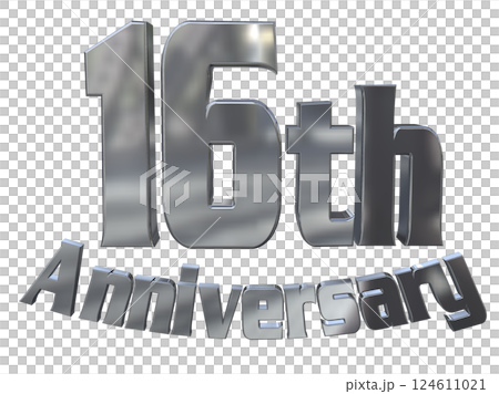 3DCG文字「16th Anniversary/16周年マークキラキラ」シルバー,銀 124611021