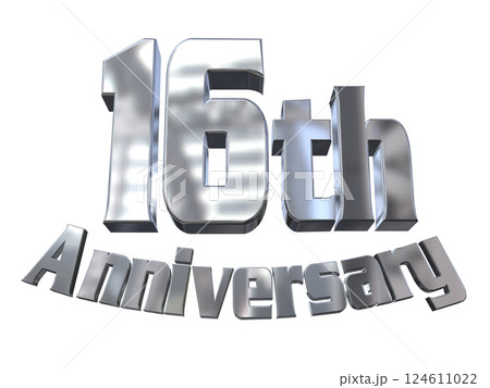 3DCG文字「16th Anniversary/16周年マークキラキラ」シルバー,銀 124611022