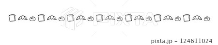 シンプルな手書きのかわいいパンの飾り罫 124611024