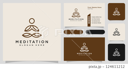 Yoga meditation logo vector and business card 124611212