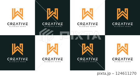 set of initials letter W abstract logo vector design 124611270