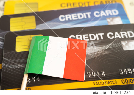 Credit card model with Italy flag, financial investment economy business banking. 124611284