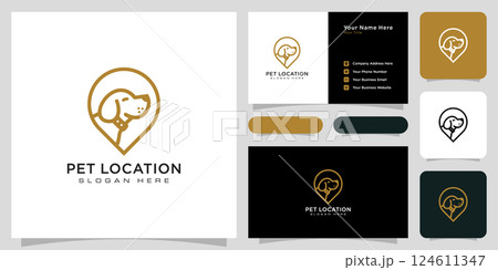dog location logo vector design and business card 124611347