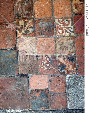 Old Medieval Church Flooring  Stones Creating a Brick Pavement Floor 124611817