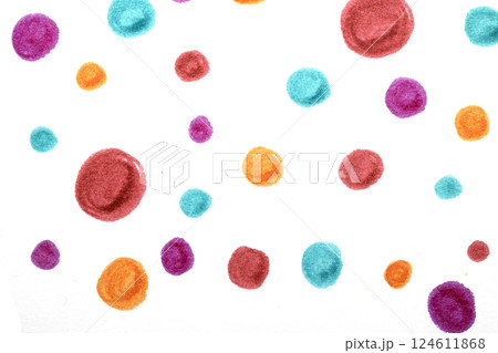 Polka Dot Spotty Circle Spots In Childlike Felt Tip Pen Rainbow Background 124611868