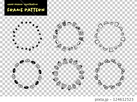 簡單手繪可愛咖啡館框架集 簡單手繪可愛咖啡館框架集 124612523