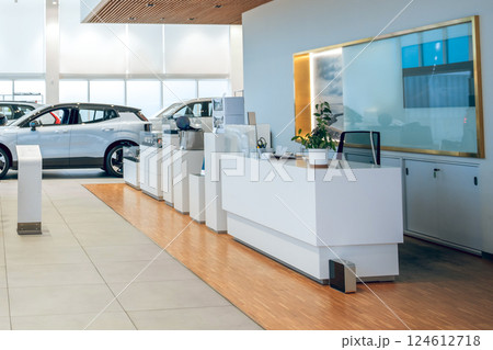 Reception in repair shop for high-end vehicles 124612718
