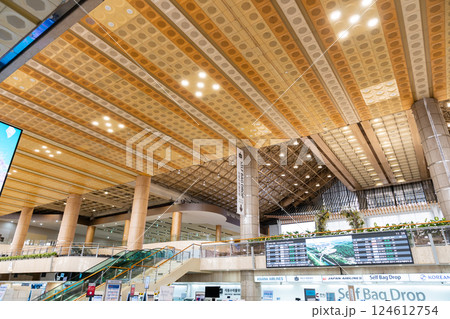 金浦国際空港　国際線ターミナルの巨大な構造　韓国ソウル 124612754