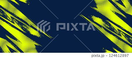 Abstract Sports Background with Yellow and Blue Brush Texture and Halftone Effect. Grunge Background for Banner or Poster Design Abstract Sports Background with Yellow and Blue Brush Texture and Halftone Effect. Grunge Background for Banner or Poster Design 124612897