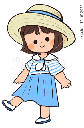 麦わら帽子の女の子のイラスト素材 [124612973] - PIXTA