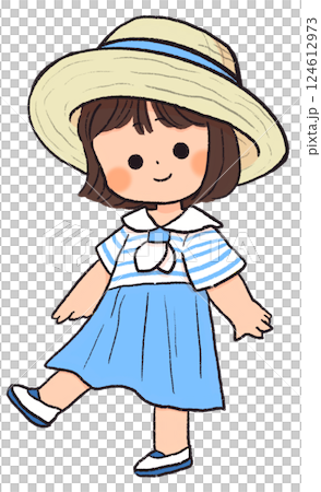 麦わら帽子の女の子のイラスト素材 [124612973] - PIXTA