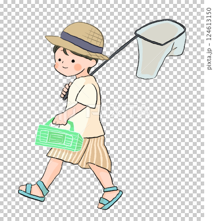 虫取りをするこども 124613150