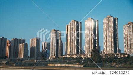 Chengdu, Sichuan, China. High-rise Houses Elevated View Cityscape Skyline. Urban Residential Areas. Real Estate, Development Industry. Chengdu Is Capital City Of Chinese Province Of Sichuan. Clear Chengdu, Sichuan, China. High-rise Houses Elevated View Cityscape Skyline. Urban Residential Areas. Real Estate, Development Industry. Chengdu Is Capital City Of Chinese Province Of Sichuan. Clear 124613273