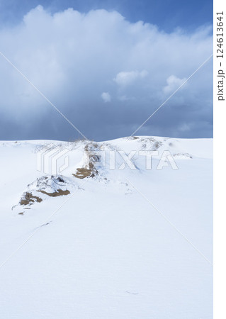冬の鳥取砂丘の雪景色 鳥取県 鳥取砂丘 124613641
