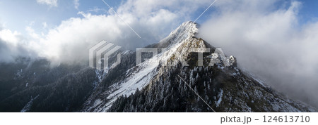 Aerial view of hehuan mountain in winter, Taiwan. Aerial view of hehuan mountain in winter, Taiwan. 124613710