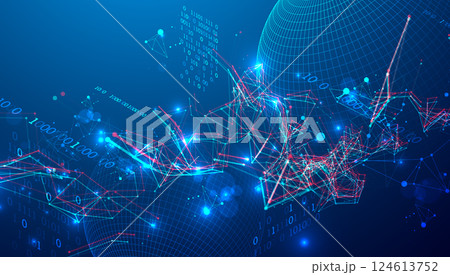 Digital network & data flow in cyberspace theme background. Vector. 124613752