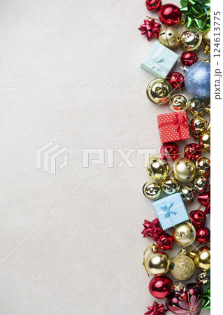 Christmas concept with decorations and gift boxes Christmas concept with decorations and gift boxes 124613775