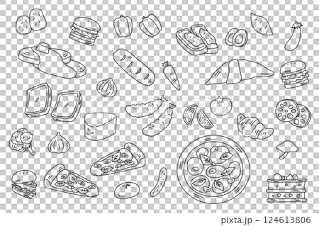 Cooking Western food Bread Vegetables Set 124613806