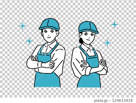 咖啡館/餐廳工作人員穿著圍裙站立 124613919