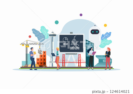 Engineering class with miniature people. 124614021