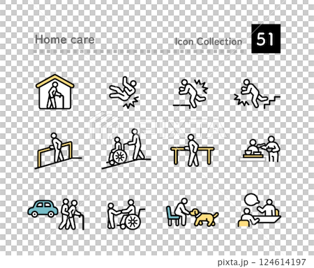 Fall risk and barrier-free icon set 124614197