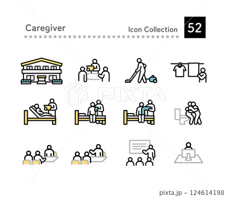 介護士の仕事アイコンセット 介護士の仕事アイコンセット 124614198
