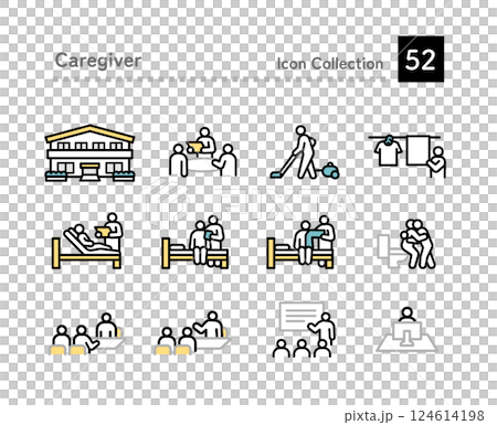 介護士の仕事アイコンセット 介護士の仕事アイコンセット 124614198