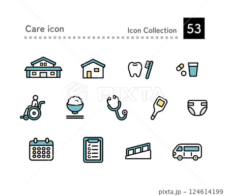 介護施設と関連アイコン 介護施設と関連アイコン 124614199