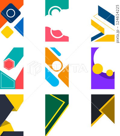 Colorful Geometric Abstract Flyer Layout Collection for Modern Creative Design Projects 124614225