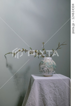 Blooming Branches in Vintage Ceramic Vase 124614304