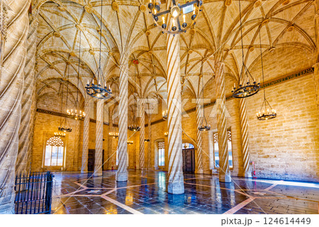 Valencia. Silk Exchange Valencian Gothic-style  building . 124614449