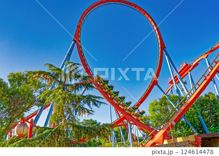 Roller Coaster in funny amusement park. 124614478