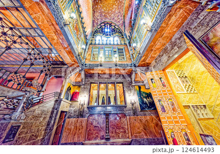 Barcelona. Inside Palace of Guell (Palau Guell) Gothic Quarter. Barcelona. Inside Palace of Guell (Palau Guell) Gothic Quarter. 124614493