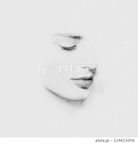 Graceful Monochrome Woman Face Portrait Graceful Monochrome Woman Face Portrait 124615056
