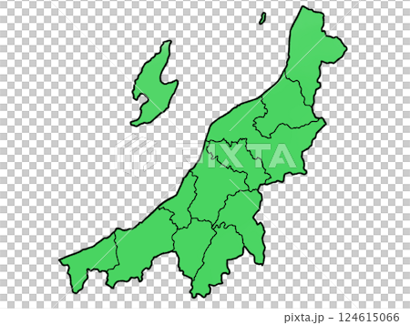 A slightly loose map of Niigata Prefecture divided into regions 124615066