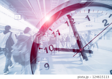 Business times office hours rush time concept people motion for travel working day 124615113