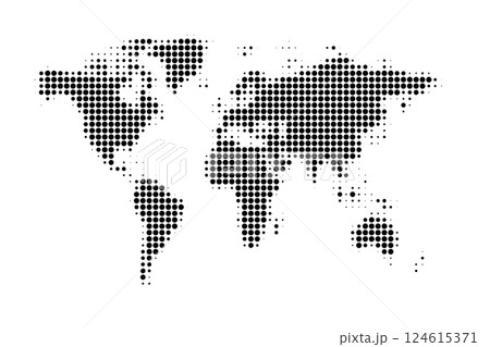 World Map in Black Halftone Dots Style World Map in Black Halftone Dots Style 124615371