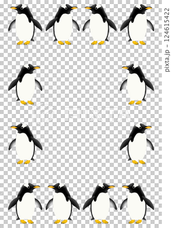 かわいいジェンツーペンギンのフレームイラスト かわいいジェンツーペンギンのフレームイラスト 124615422
