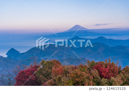 【静岡県】葛城山山頂から望む富士山 秋 夜明け 【静岡県】葛城山山頂から望む富士山 秋 夜明け 124615520