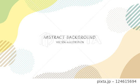 アースカラーの抽象的な形で構成した北欧風のおしゃれな背景素材。16:9サイズのベクターイラスト 124615694