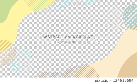 アースカラーの抽象的な形で構成した北欧風のおしゃれな背景素材。16:9サイズのベクターイラスト 124615694