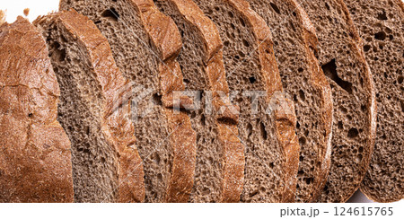 Fresh sliced Sourdough Bread texture close up 124615765