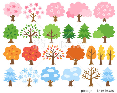 四季の木のイラストセット 124616380