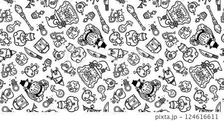 かわいいキャラクターの壁紙 ポップ 線画 124616611